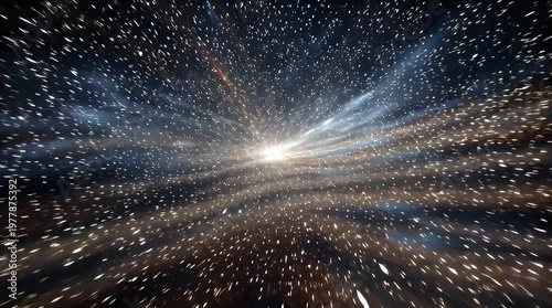 Dynamic cosmic journey through a swirling galaxy of countless stars, creating an abstract and mesmerizing vision of deep space