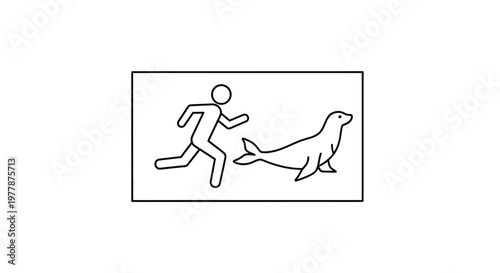 Stick Figure Running Away From Seal