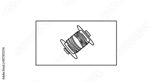 Spool of Thread, Sewing Supplies, Crafting Material, Isolated on White Background, Top View