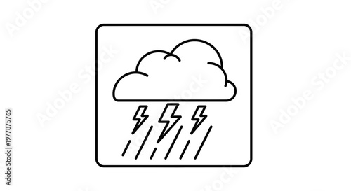 Stormy Weather Icon: Cloud with Lightning and Rain