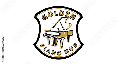 Golden Piano Logo Music Brand.