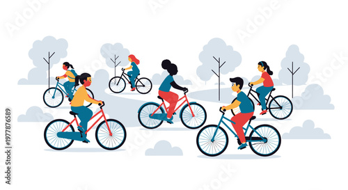 People Riding Bicycles in a Group.