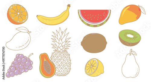 Variety of colorful fruit types.