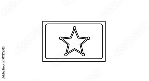 Sheriff Star Badge Icon, Wild West Law Enforcement Symbol, Vector Graphic