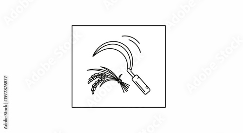 Sickle and Wheat Stalks Icon: Agriculture, Harvest, Farming Symbol