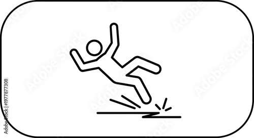 Person falling down, slippery floor warning sign icon, accident symbol
