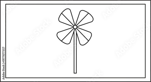 Pinwheel Toy Outline, Simple Vector Illustration, Isolated on White Background