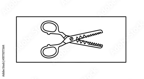 Pinking Shears Icon, Serrated Blade Scissors, Crafting Tool, Isolated Vector Illustration