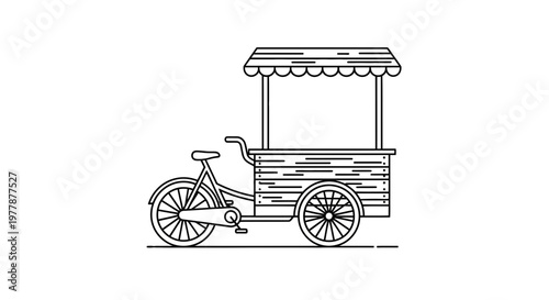 Mobile Food Cart Bicycle - Vintage Style Wooden Stall on Wheels