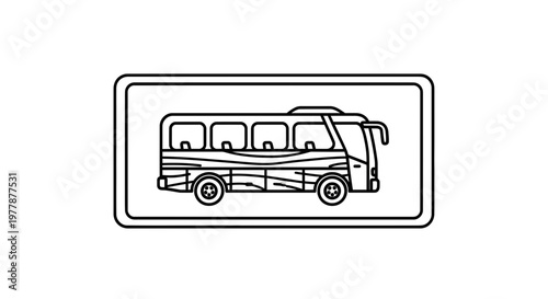 Modern Bus Icon, Line Art Transportation Symbol, Vector Graphic