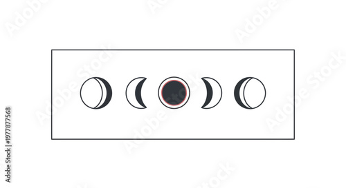 Moon Phases Cycle Graphic: Crescent to Full Moon, Celestial Event Illustration