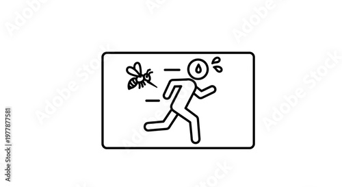 Mosquito chasing a running person, fear of insects, outdoor activity, vector illustration