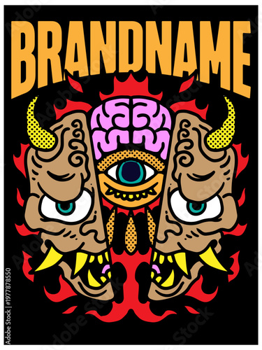 Schilderij op canvas t-shirt illustration band merchandise apparel metal metalcore rock