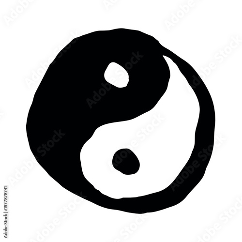 Hand drawn yin yang symbol Zen and Tao Harmony and balance Black and white yin and yang sign Taichi, Taoism, Buddhism, Japan, Chinese, Asian, yoga, meditation, karma, peace, dualism