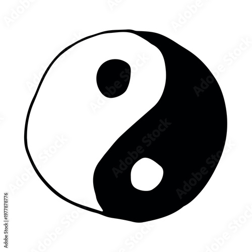 Hand drawn yin yang symbol Zen and Tao Harmony and balance Black and white yin and yang sign Taichi, Taoism, Buddhism, Japan, Chinese, Asian, yoga, meditation, karma, peace, dualism