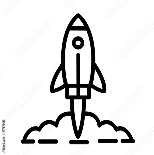 Rocket launch icon. Business startup symbol. Vector graphic, not Artificial Intelligence, logo illustration. Replaceable vector design.