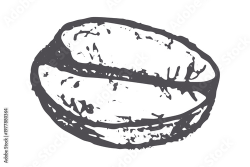Hand drawn fresh roasted coffee bean Arabica robusta seed doodle Single element for print, web, design, decor