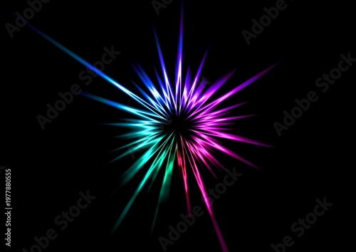 ネオンカラーの光が放射する抽象エネルギー背景。 サイバーテクノロジーイメージ