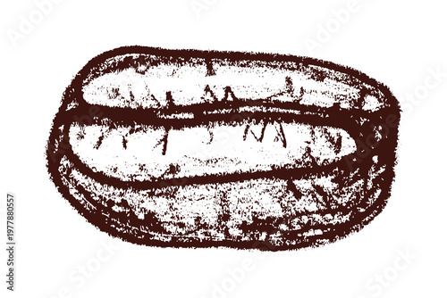 Hand drawn fresh roasted coffee bean Arabica robusta seed doodle Single element for print, web, design, decor