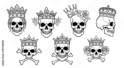 Skulls with crowns and crossbones.