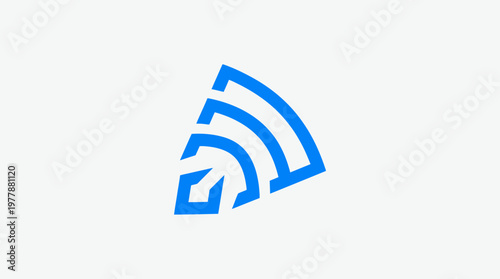 Minimalist Blue Wi-Fi Icon on White Background