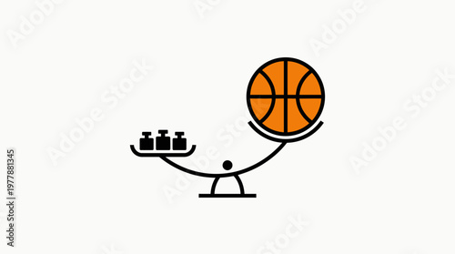 Basketball Balanced on a Scale with Weights
