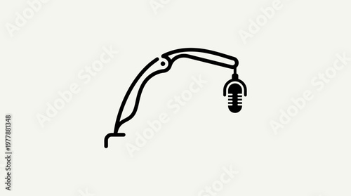 Minimalist Microphone Boom Arm Logo Design