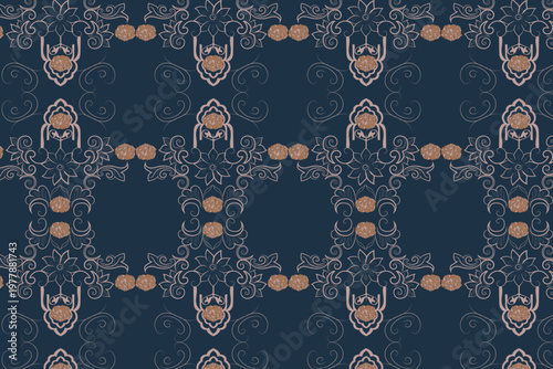 Midnight Navy Islamic Star Lattice Seamless Pattern