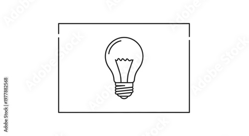 Minimalist Light Bulb Icon on White Background - Idea Symbol