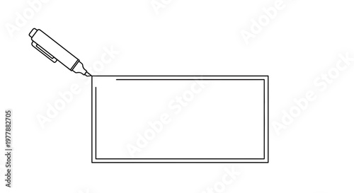 Marker Drawing Rectangle Outline on White Background, Creative Design Element
