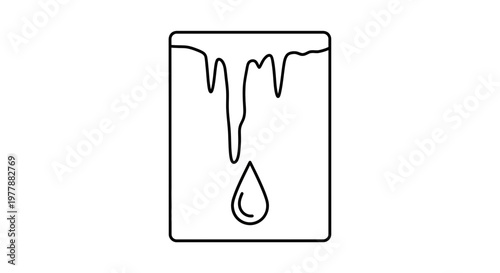 Melting Ice Block Dripping Water Drop Icon, Cold Refreshment Concept