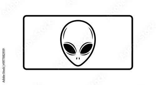 Minimalist Alien Head Icon on White Background, Sci-Fi and Extraterrestrial Symbol