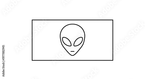 Minimalist Alien Head Icon on White Background, Sci-Fi Concept