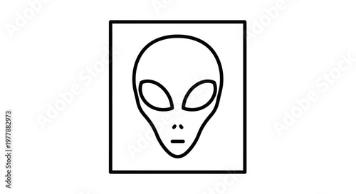 Minimalist Alien Head Icon, Extraterrestrial Symbol, Sci-Fi Concept Art