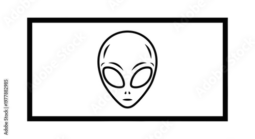 Minimalist Alien Head Icon, Extraterrestrial Symbol, Sci-Fi Concept