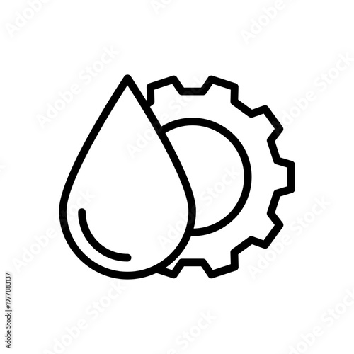Photography Oil Drop and Gear Icon for Industrial Maintenance Lubrication and Engineering Sy