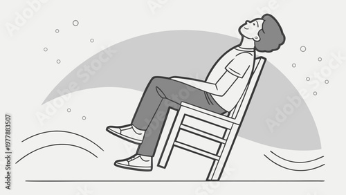 Man Sitting on Beach Chair Silhouette