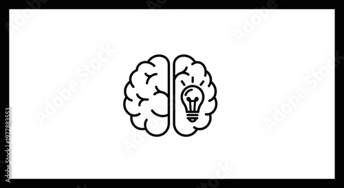Brain With Light Bulb Idea Icon, Symbolizing Innovation, Creativity, and Intelligence