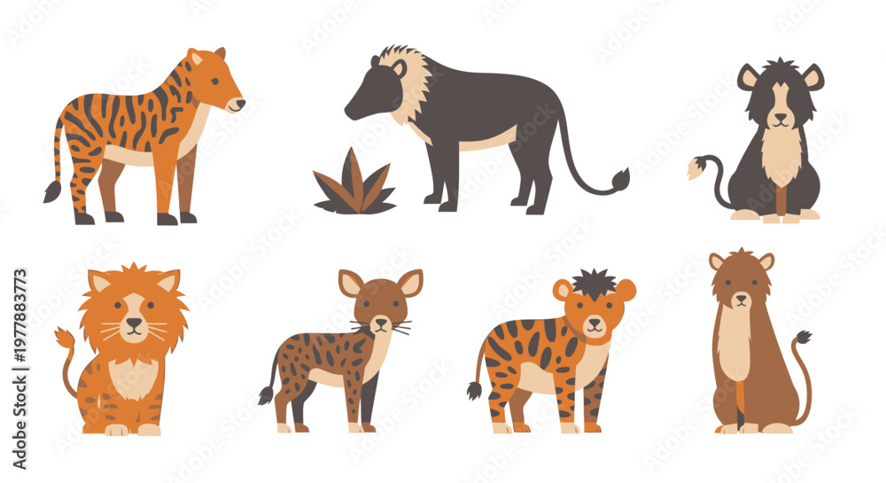 Fototapeta premium Group of wild animals standing together.