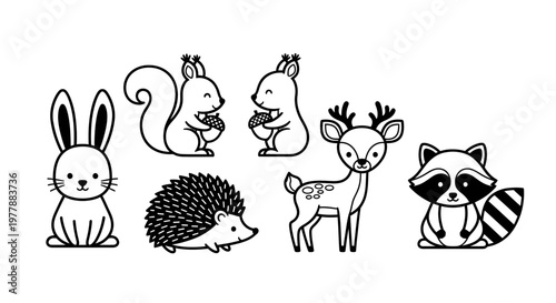 Group of forest animals icons.