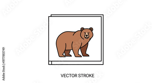 Brown Bear Standing in a Frame - Vector Illustration