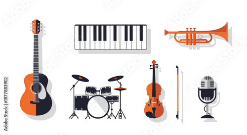 Musical Instruments Collection Guitar Piano 1.