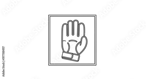 Black and White Line Art Icon of a Baseball Glove