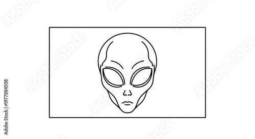 Alien Head Outline Drawing, Extraterrestrial Face, Sci-Fi Concept