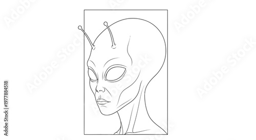 Alien Head Portrait, Extraterrestrial Being, Sci-Fi Concept Art, Mysterious Creature