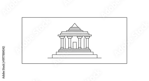 Ancient Greek Temple Facade Outline