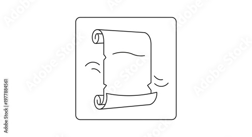Ancient Scroll Unfurling with Wavy Lines, Historical Document Icon