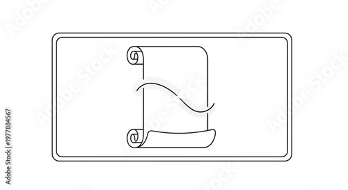 Ancient Scroll with Wavy Line Illustration - Vintage Document Icon
