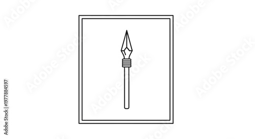 Ancient Spearhead Icon, Tribal Weapon Symbol, Vintage Warrior Tool Graphic