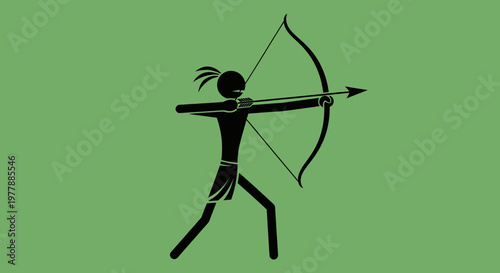 Archer aiming bow and arrow with focus and determination